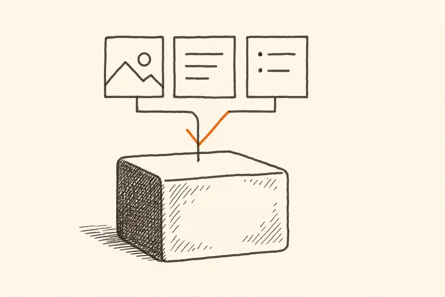 Reduzierte Illustration einer tragfähigen modularen CMS-Basis